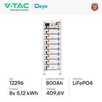 V-Tac Armadio Rack a Pavimento 8 Accumulatori LifePO4 40,96 kWh