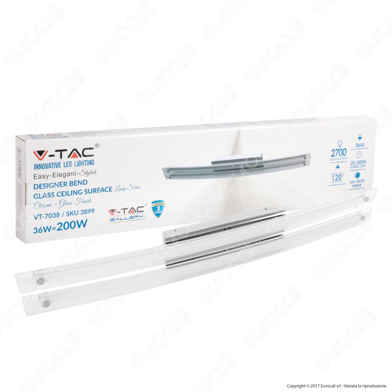 V-Tac VT-7038 Lampada da Specchio Wall Light Cromata 36W - SKU 3899