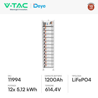 V-Tac Armadio Rack a Pavimento 12 Accumulatori LifePO4 61,44 kWh