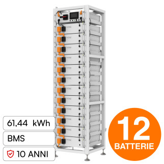 V-Tac Kit 12 Batterie BMS Stack LiFePO4 Fotovoltaico Rack con Base