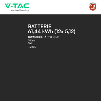 V-Tac Kit 12 Batterie BMS Stack LiFePO4 Fotovoltaico Rack con Base
