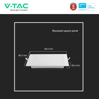 V-Tac Pro VT-61003 Mini Pannello LED Quadrato 3W SMD Chip Samsung