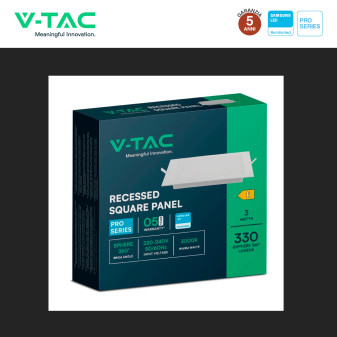 V-Tac Pro VT-61003 Mini Pannello LED Quadrato 3W SMD Chip Samsung