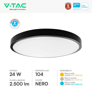 V-Tac Pro VT-8624 Plafoniera LED Rotonda 24W SMD Chip Samsung IP44