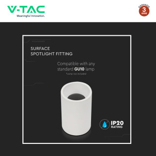 V-Tac VT-802-W Portafaretto Rotondo a Plafone con Portalampada