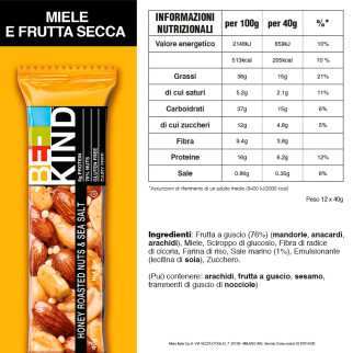 Honey Roasted Nuts & Sea Salt Barretta 40g Be-Kind