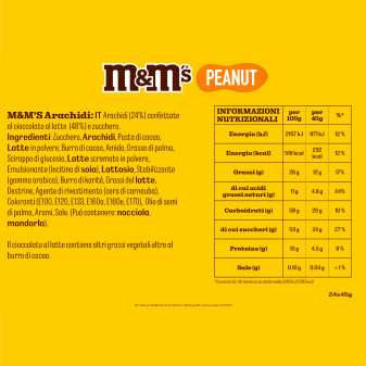Confetti con Arachidi Ricoperti di Cioccolato M&M's Peanut 24x 45g