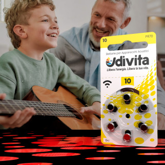 Udivita Misura 10 60 Batterie per Apparecchi Acustici Blister 6 pile