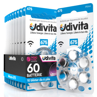 Udivita Misura 675 60 Batterie per Apparecchi Acustici Blister 6 pile