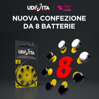 Udivita Misura 10 80 Batterie per Apparecchi Acustici Blister 8 pile