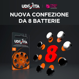 Udivita Misura 13 80 Batterie per Apparecchi Acustici Blister 8 pile