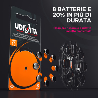 Udivita Misura 13 80 Batterie per Apparecchi Acustici Blister 8 pile