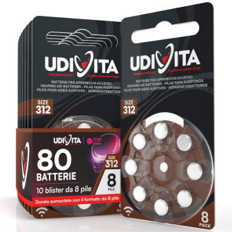 Udivita Misura 312 80 Batterie per Apparecchi Acustici Blister 8 pile