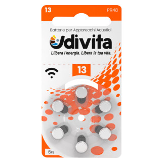 Udivita Batterie Protesi Acustiche Misura 13 Blister da 6