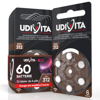 Udivita Misura 312 60 Batterie per Apparecchi Acustici Blister 6 pile