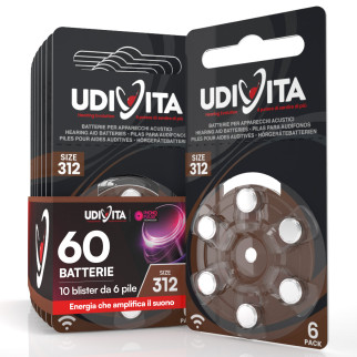 Udivita Misura 312 60 Batterie per Apparecchi Acustici Blister 6 pile