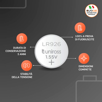 Uniross Alkaline Electronics Pile Alcaline a Bottone LR926 / AG7 1,5V