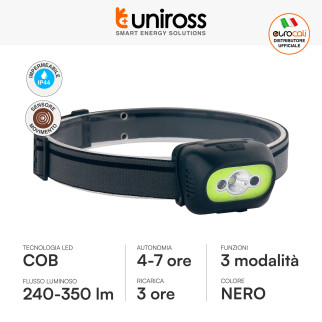 Uniross ProLite Torcia Frontale 350lm Ricaricabile Fascia Regolabile
