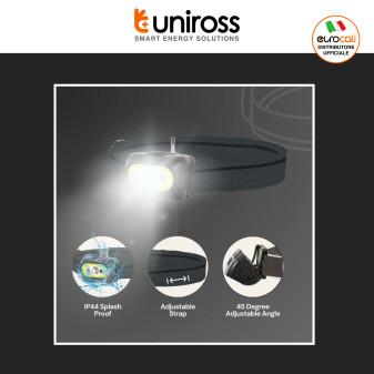 Uniross ProLite Torcia Frontale 350lm Ricaricabile Fascia Regolabile