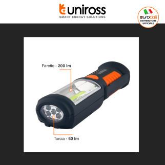 Uniross Torcia Multi-Uso 3W IP44 Doppia Funzione Torcia e Faretto