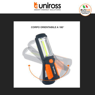 Uniross Torcia Multi-Uso 3W IP44 Doppia Funzione Torcia e Faretto