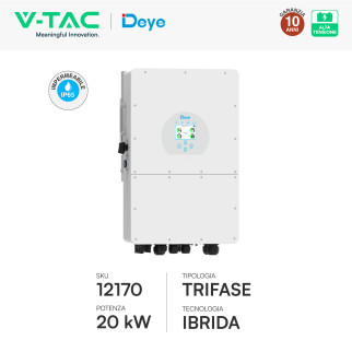 V-Tac Inverter Trifase Ibrido On-Grid / Off-Grid 20kW IP65 CEI 0-21