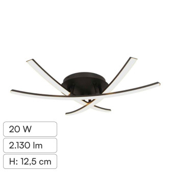 V-Tac VT-7792 Lampadario LED a Superficie 20W SMD Colore Nero