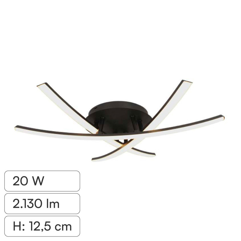 V-Tac VT-7792 Lampadario LED a Superficie 20W SMD Colore Nero