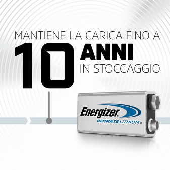 Energizer Ultimate Lithium Batteria E-Block Transistor 9V Lunga Durata