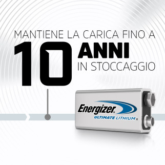 Energizer Ultimate Lithium Batteria E-Block Transistor 9V Lunga Durata