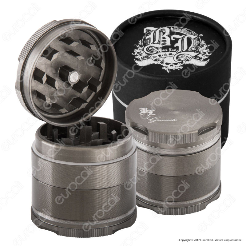 Grinder Tritatabacco Black Leaf 4 Parti in Alluminio Anodizzato