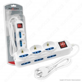 CFG Multipresa 9 Posti Colore Bianco con Interruttore