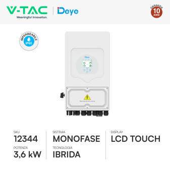 V-Tac Inverter Monofase Ibrido On-Grid / Off-Grid 3,6kW IP65