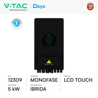 V-Tac Inverter Monofase Ibrido On-Grid / Off-Grid 5kW IP65