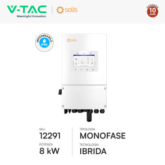 V-Tac Inverter Monofase Ibrido On-Grid / Off-Grid 8kW IP66
