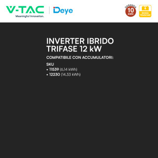 V-Tac Deye Inverter Trifase On-Grid / Off-Grid 12kW IP65