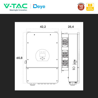 V-Tac Deye Inverter Trifase On-Grid / Off-Grid 12kW IP65