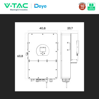 V-Tac Deye Inverter Trifase On-Grid / Off-Grid 25kW IP65