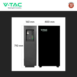 V-Tac Batteria BMS LiFePO4 51,2V 100Ah 5,12kWh Garanzia 10 Anni Nero