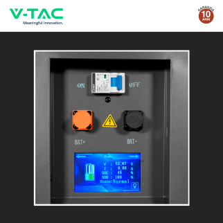V-Tac Batteria BMS LiFePO4 51,2V 100Ah 5,12kWh Garanzia 10 Anni Nero