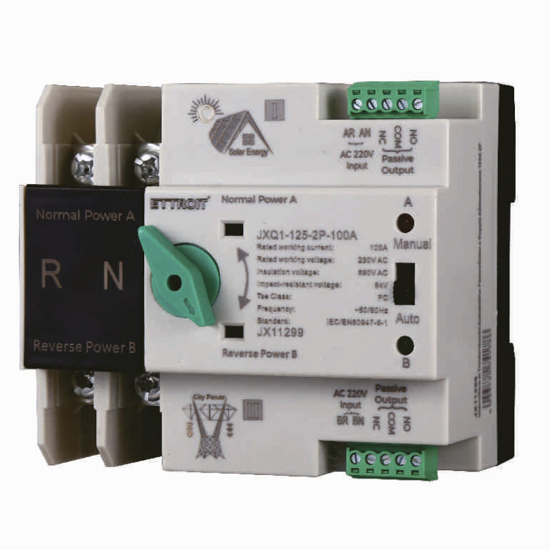 ETTROIT Interruttore di Trasferimento Automatico Fotovoltaico a Doppia Alimentazione 100A 2P - Mod. JX11299