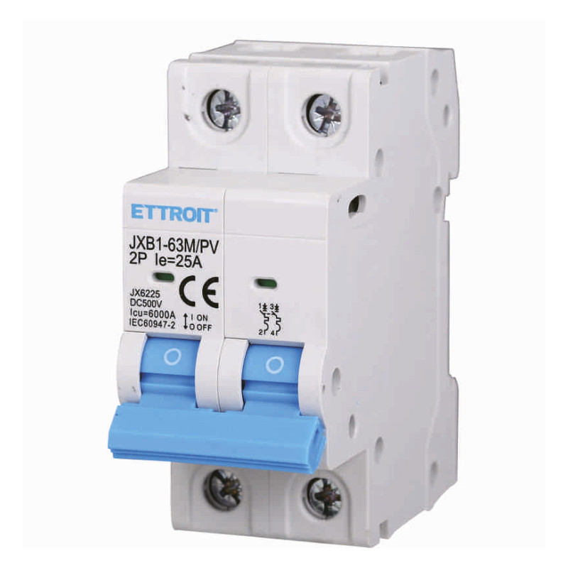 ETTROIT 2P Interruttore Magnetotermico Fotovoltaico DC 25A 6kA 500V - Mod. JX6225