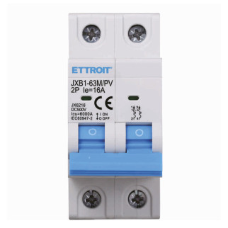 ETTROIT 2P Interruttore Magnetotermico Fotovoltaico DC 16A 6kA 500V - Mod. JX6216