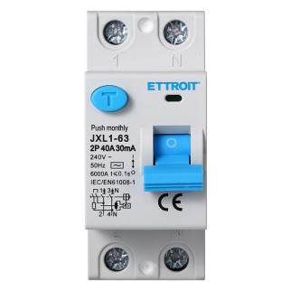 ETTROIT Interruttore Differenziale Puro 2P 40A 30mA 220V-6KA - Mod. JX324061