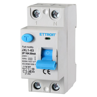 ETTROIT Interruttore Differenziale Puro 2P 16A 30mA 220V-6KA - Mod. JX321661