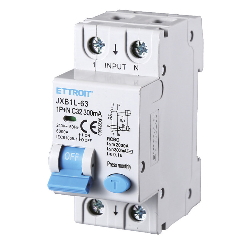 ETTROIT Magnetotermico Differenziale 1P+N 32A 300mA 220V-6KA - Mod. JX273263