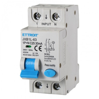 ETTROIT Magnetotermico Differenziale 1P+N 25A 30mA 220V-6KA - Mod. JX272561
