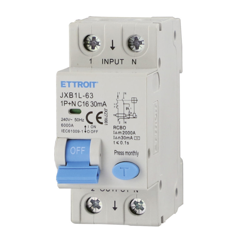ETTROIT Magnetotermico Differenziale 1P+N 16A 30mA 220V-6KA - Mod. JX271661