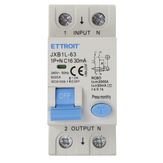 ETTROIT Magnetotermico Differenziale 1P+N 16A 30mA 220V-6KA - Mod. JX271661