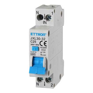 ETTROIT Magnetotermico Differenziale 1P+N 25A 30mA 220V-4.5KA - Mod. JX252540
